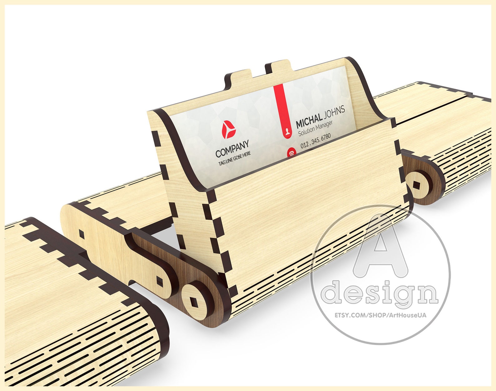 Wooden Card Holder Vector for Laser Business Card Holder PDF Etsy