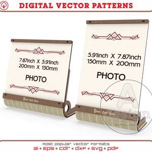 Photo frame laser cut vector file, Photo frame Glowforge ready SVG file, Modern photo holder, Picture Frame Stand, Photo table stand Ver.14