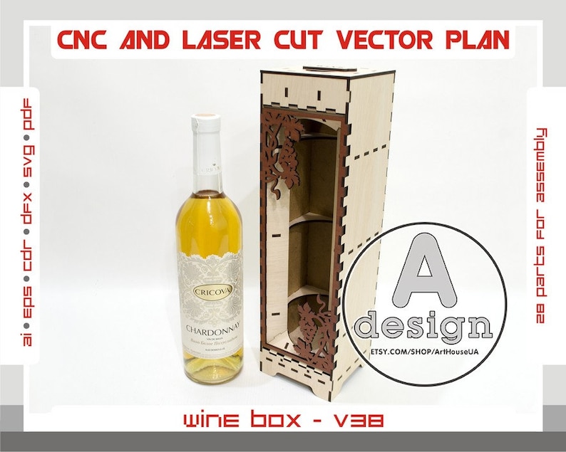 Wine Box Vector Wineboxv38 Wine Box Laser Cut File Plywood Etsy