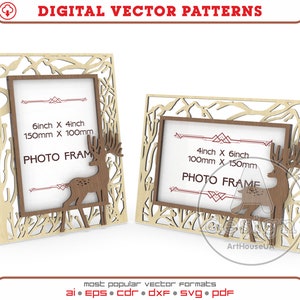 Christmas photo frame laser cut vector file, Wall and Table Art Photo Frame vector, Photo Holder DXF, Photo Frame Glowforge ready SVG file