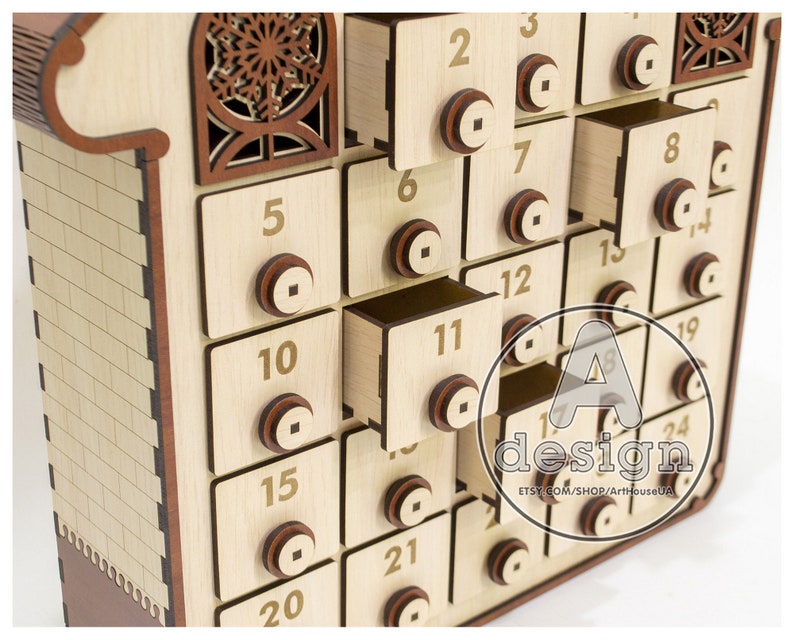 Advent calendar laser cut vector file Christmas decorations Etsy
