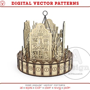 Advent calendar laser cut vector file, Christmas Advent Calendar, Christmas Advent Calendar 24 drawers, Christmas decoration, Ver.12