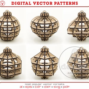 3D Christbaumschmuck, Christbaumschmuck, Christbaumschmuck, Christbaumkugel Dekoration, Laser geschnitten Dateien, Cnc Datei, SET1-6
