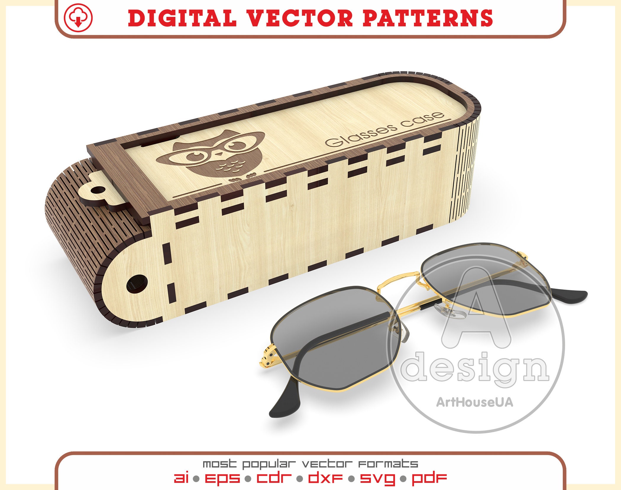 Glasses Case Vector File Wooden Case for Sun Glasses Etsy UK