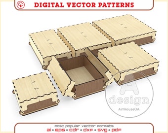 party plan jewelry companies 6 Different sizes boxes with flip up lid vector file for laser cut and Glowforge user, Storage box bundle SVG, Gift Box bundle, Jewelry box