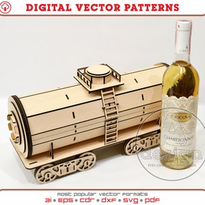 Wine box laser cut vector file, Wine bottle holder, Wine box laser ready SVG file, Plywood wine box, Wooden line box, Bottle stand, Ver.8