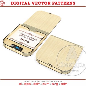 Foto USB box vector, Wedding Box per foto e unità flash USB, modello vettoriale Box laser cut, Glowforge file SVG, file vettoriale Memory box