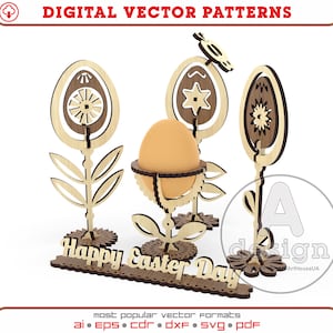Osterkarte 3D Puzzles SVG, Ostergrüße, Souvenir Karte Laser, Ostereierhalter 3D Puzzles, Eierablage, Osterdekor Glowforge Laser DXF