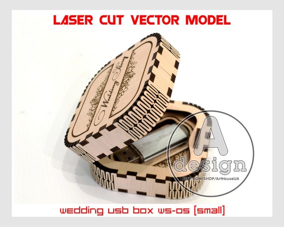 Cnc files Wooden small box Wedding story WS-11 Wedding USB case Wedding USB box Love story Laser cut vector model Instant download