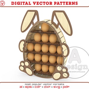 Easter shelf egg holder, Easter bunny digital file, Easter decor bunny egg holder, Easter egg tray, Easter bunny Glowforge file,Dxf,Svg,Cnc