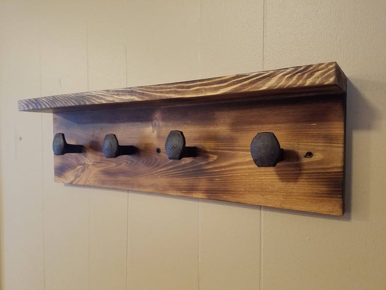 Railroad Spike Coat Rack With Shelf Etsy