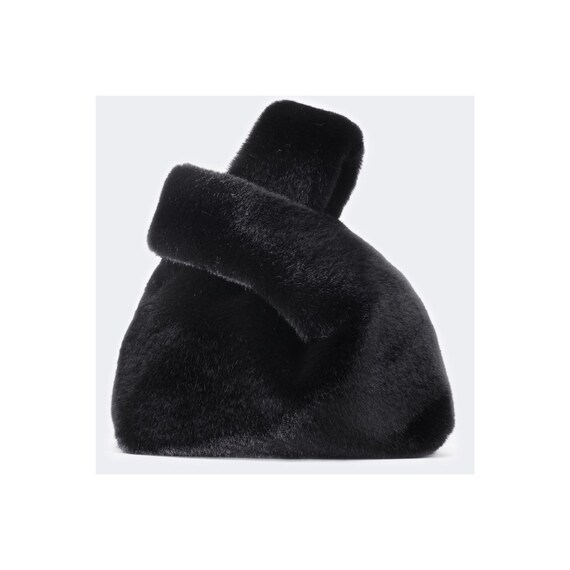 Faux Fur Bag Black Vegan Fur Pochette Unreal mink fur | Etsy