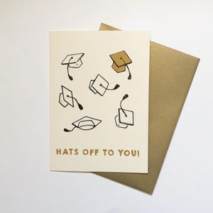 Grad sombreros, tarjeta de graduación
