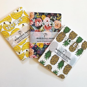 Pocket Notebooks: Banana, Floral, Pineapple Designs
