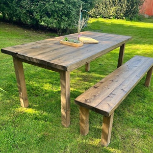 The Chunky Exterior Farmhouse Dining Table / Wooden Table / Wood Table / Garden Table / Kitchen table / Solid Wood - A choice Wood Shades