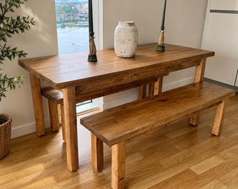 Handmade Chunky Farmhouse Dining Table – Solid Wood, Custom Size, Free UK Delivery