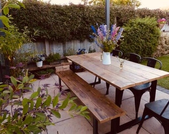 The Industrial Exterior Dining Table / Wooden Table / Wood Table / Garden Table / Kitchen Table / A choice of Steel Legs - Reclaimed wood