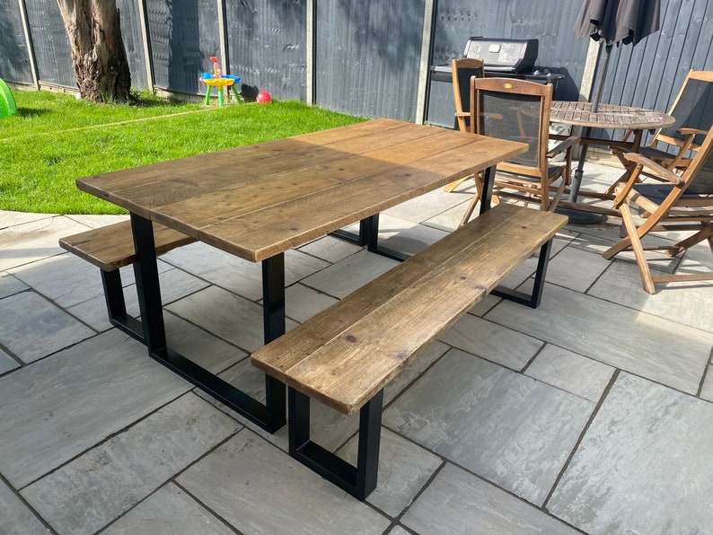 The Industrial Exterior Dining Table / Wooden Table / Wood Table / Garden Table / Kitchen Table / A choice of Steel Legs Reclaimed wood image 9