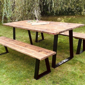 The Industrial Exterior Dining Table / Wooden Table / Wood Table / Garden Table / Kitchen Table / A choice of Steel Legs Reclaimed wood image 5