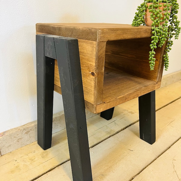 Wooden Box Bedside Table | Side Table | Shelving Unit - With Colour Options ,  locally sourced timber | FREE UK Delivery.