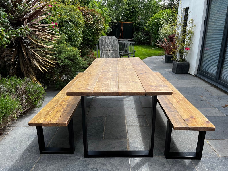 The Industrial Exterior Dining Table / Wooden Table / Wood Table / Garden Table / Kitchen Table / A choice of Steel Legs Reclaimed wood image 8