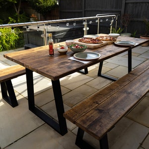 The Industrial Exterior Dining Table / Wooden Table / Wood Table / Garden Table / Kitchen Table / A choice of Steel Legs Reclaimed wood image 4