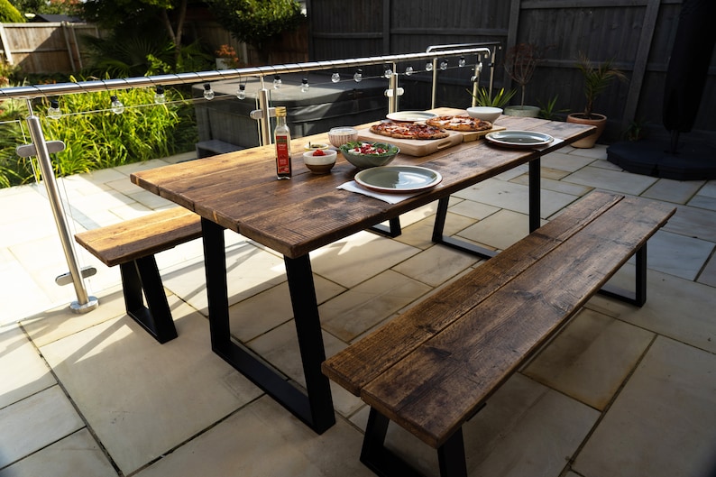 The Industrial Exterior Dining Table / Wooden Table / Wood Table / Garden Table / Kitchen Table / A choice of Steel Legs Reclaimed wood image 4