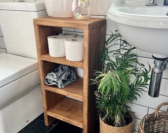 Wooden Bathroom Shelving Unit | Side Table | Shelves - With Colour Options ,  locally sourced timber | FREE UK Delivery.