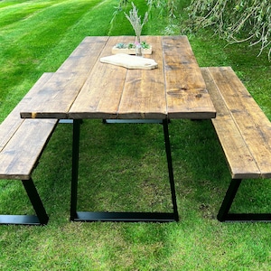 The Industrial Exterior Dining Table / Wooden Table / Wood Table / Garden Table / Kitchen Table / A choice of Steel Legs Reclaimed wood image 10