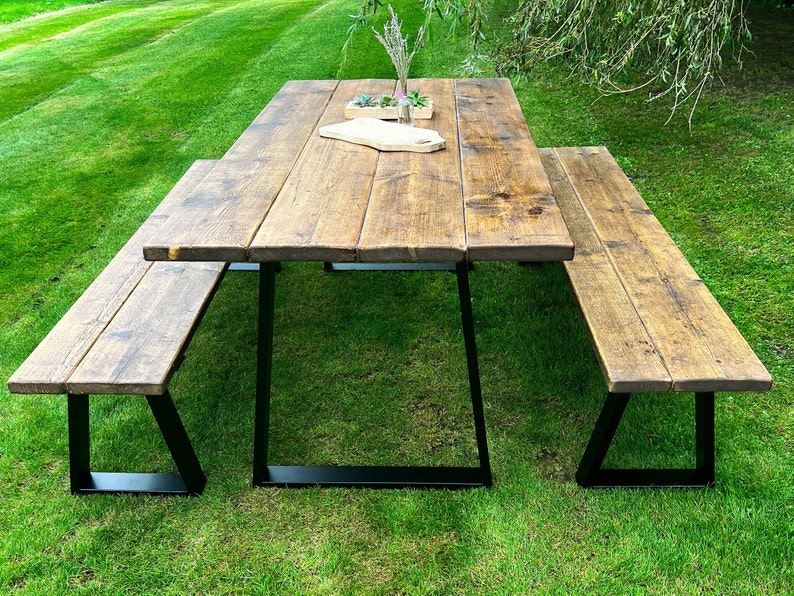 The Industrial Exterior Dining Table / Wooden Table / Wood Table / Garden Table / Kitchen Table / A choice of Steel Legs Reclaimed wood image 10