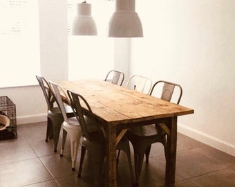 Handmade Reclaimed Wood Dining Table, Chunky Solid Wood