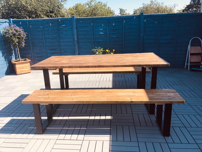 The Industrial Exterior Dining Table / Wooden Table / Wood Table / Garden Table / Kitchen Table / A choice of Steel Legs Reclaimed wood image 7