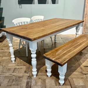The Chunky Interior Seamless Cottage Table / Kitchen Table / Dining Table / Benches /  Wooden Farmhouse table with a choice wood colour