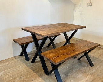The Interior Industrial Dining Table / Wooden Table / Wood Table / Garden Table / Kitchen table / Solid Wood - A choice of Steel Legs