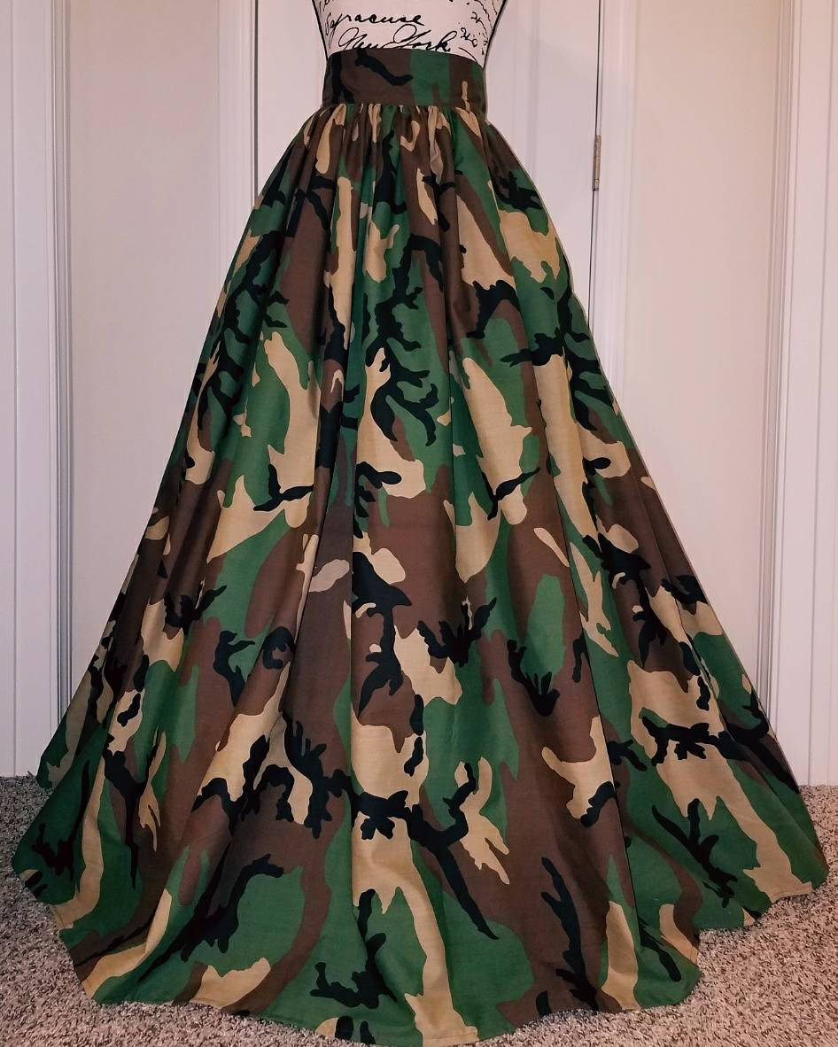 Camo Camouflage High Waisted Maxi Skirt 