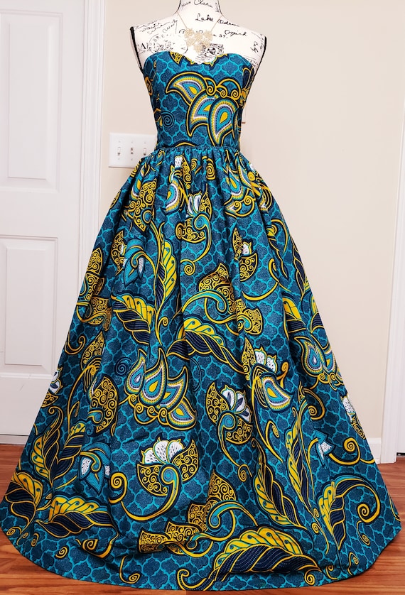 strapless african print dress