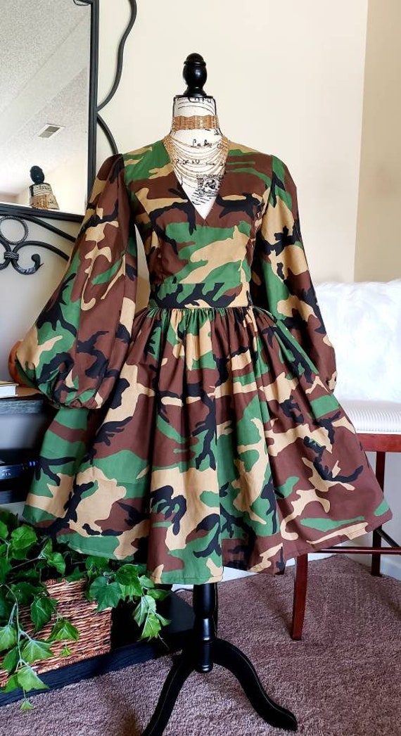 camouflage midi dress