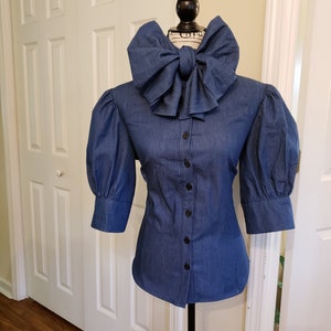 Start conversation for ordering options**Blouse with  Bow and Puff Sleeves, Bow Blouse, Available in any Color Plus a Variety of Prints