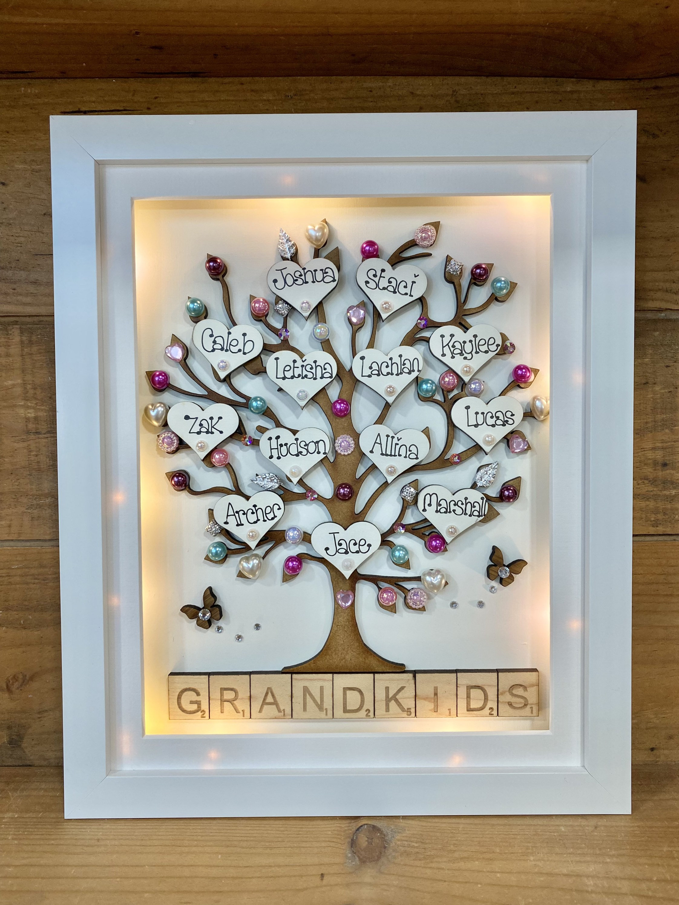 Personalised Family Tree Frame | Customised Family Names Box Frame ...