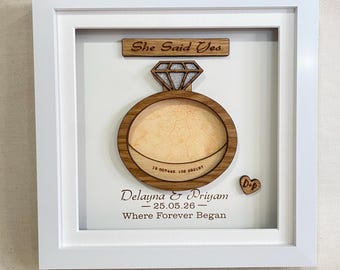 Personalised Coordinates Frame | Engagement Gift for Couple | Proposal Keepsake | Wedding Gift | LED Frame