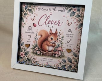 Personalised New Baby Birth Print | Animal Nursery Wall Art | Birth Announcement Keepsake | Digital Print or Framed Gift