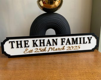 Personalised Family Name Street Sign | Custom Home Sign | New Home Family Gift