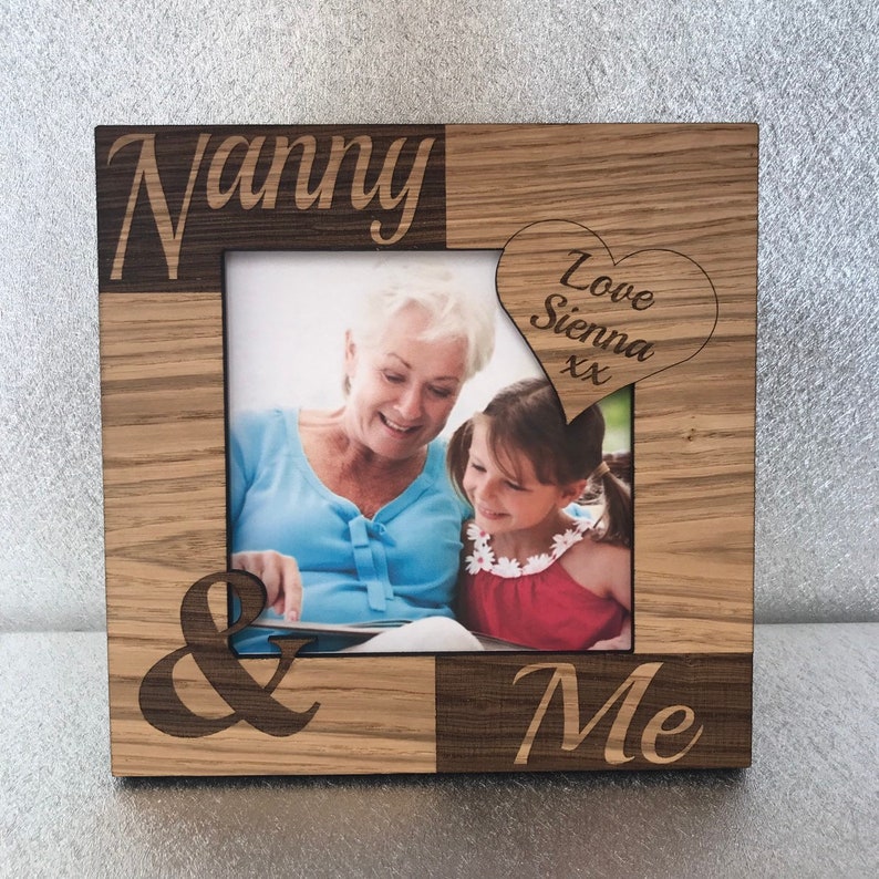 Personalised My Nanny Me Engraved Oiled Oak Photo Frame Image 0