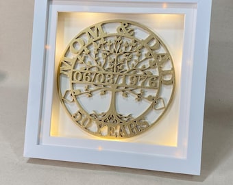 Anniversary Gift for Parents | Personalised Wedding Anniversary Frame | Mum and Dad Tree of Life Gift | Custom Anniversary Present