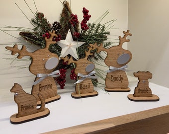 Reindeer Family Christmas decoration ~ Personalised Family Decor ~ Custom Christmas Gifts ~ Reindeer Christmas Ornament  ~ Rustic Decor