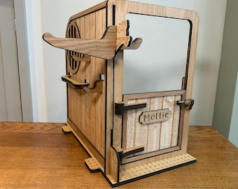 Handmade Wooden Pony Stable Compatible with LeMieux Ponies | Toy Horse Stable | Personalised Name Plaque