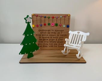Christmas Decoration to remember those we have lost With Rocking Chair, Oak Memorial Gift - Christmas in Heaven Gift