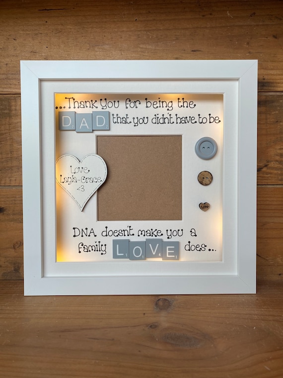 Custom Photo Frame – Father’s Day Gift for Dad, Stepdad or Stepmum – Personalized Keepsake with Optional LED Lights