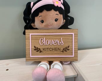 Personalised Play Kitchen Sign | Kids Kitchen Name Plaque | Pretend Play Toy Kitchen Accessory | Childrens Gift