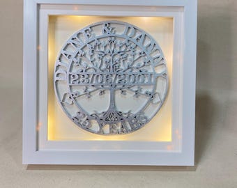 25th Wedding Anniversary Gift | Personalised Silver Wedding Anniversary Frame | Tree of Life Gift With optional LED lights